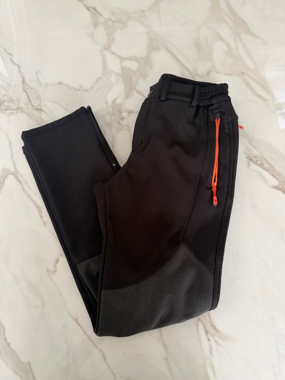 Ski Pants Black with Orange Zip Detail